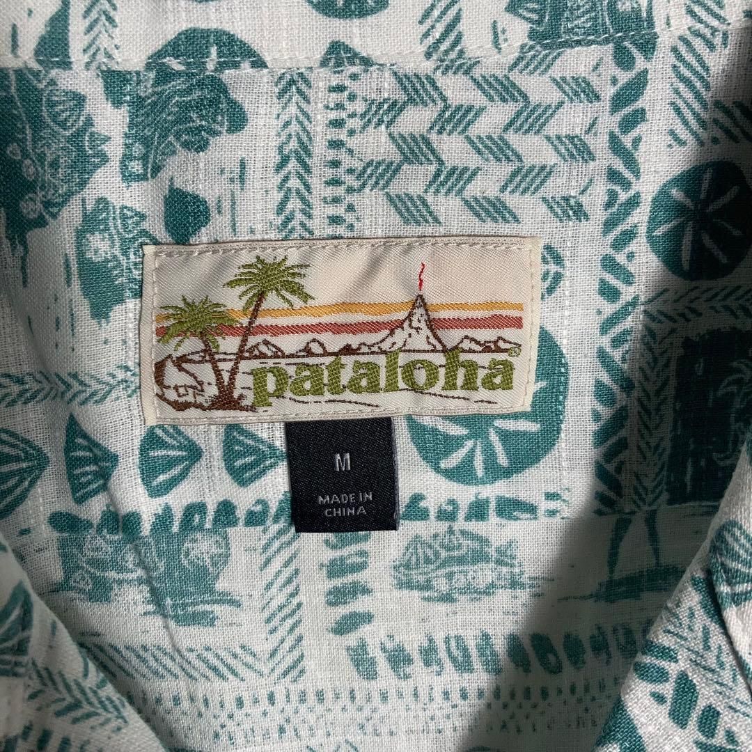 極美品】Pataloha アロハシャツ 半袖 開襟 総柄 ヘンプ 白 緑 M - メルカリ