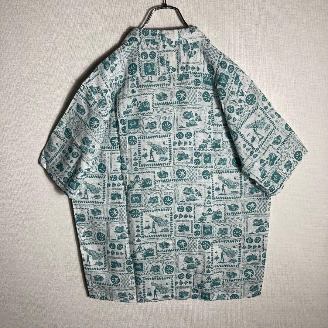 極美品】Pataloha アロハシャツ 半袖 開襟 総柄 ヘンプ 白 緑 M - メルカリ