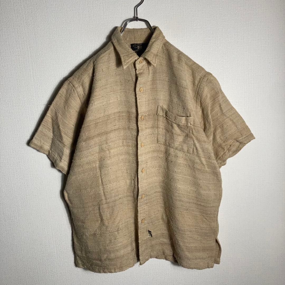 RRL ダブルアールエル 半袖シャツ シルク 粗い質感の生地 ベージュ M 