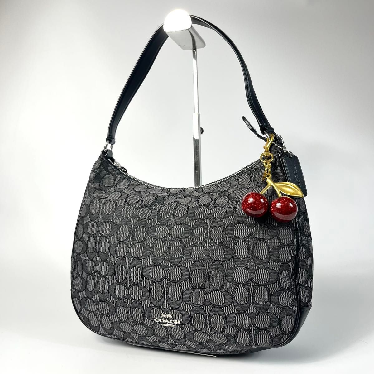 美品 COACH コーチ ショルダーバッグ キャンバス シグネチャー レザー 
