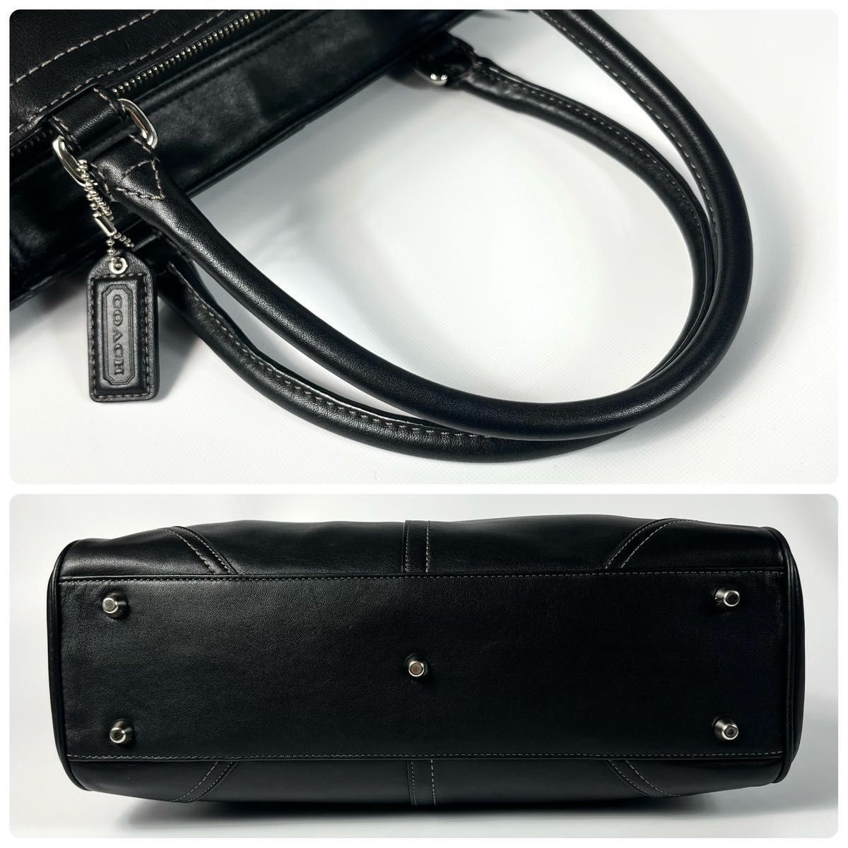 美品 COACH コーチ ハンプトンズ ハンドバッグ トートバッグ 黒 レザー 