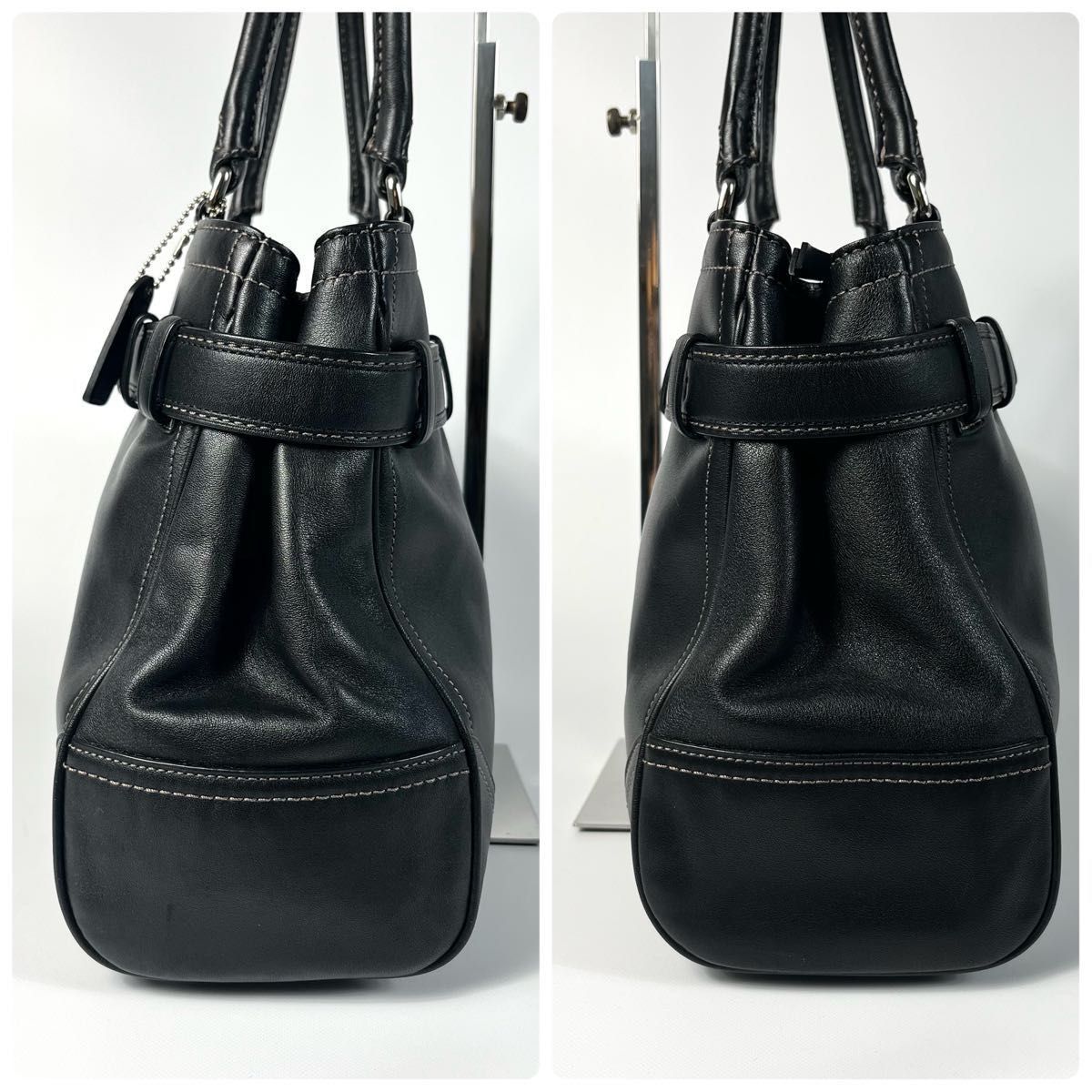 美品 COACH コーチ ハンプトンズ ハンドバッグ トートバッグ 黒 レザー 