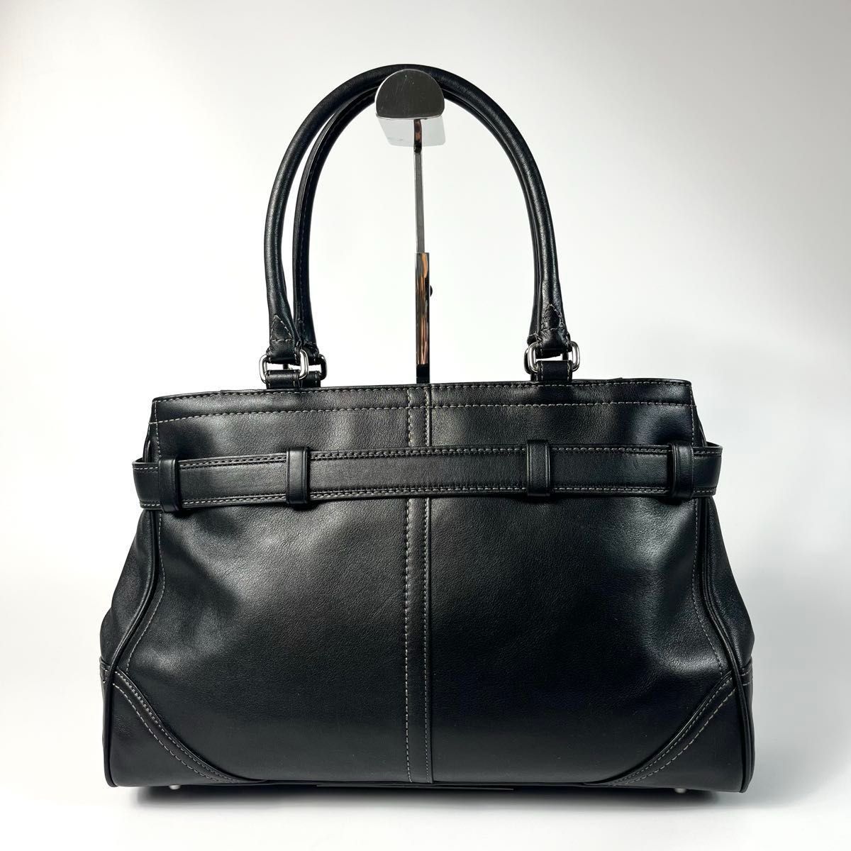 美品 COACH コーチ ハンプトンズ ハンドバッグ トートバッグ 黒 レザー 