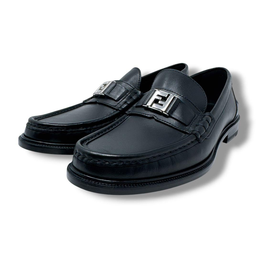 フェンディ FENDI 7D1601 ローファー FFロゴ 5 ブラック 黒 レザー