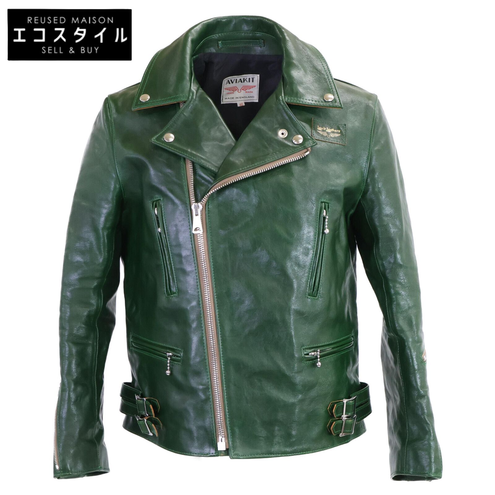 Lewis Leathers ルイスレザー 391T グリーン ベジカウ タイトフィット 