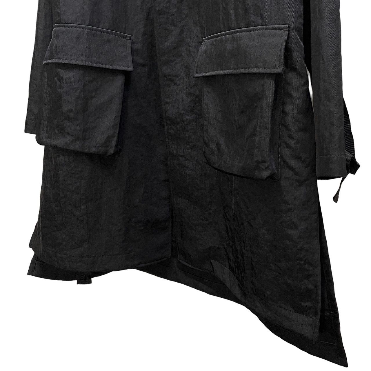 ヨウジヤマモト　S'YTE ブラックマキシコート S'YTE Yohji Yamamoto ナイロンツイルマルチポケットロングジャケット