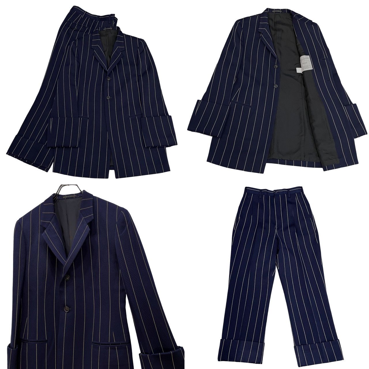 Yohji Yamamoto Femme 93AW コートカフスストライプセットアップスーツ 