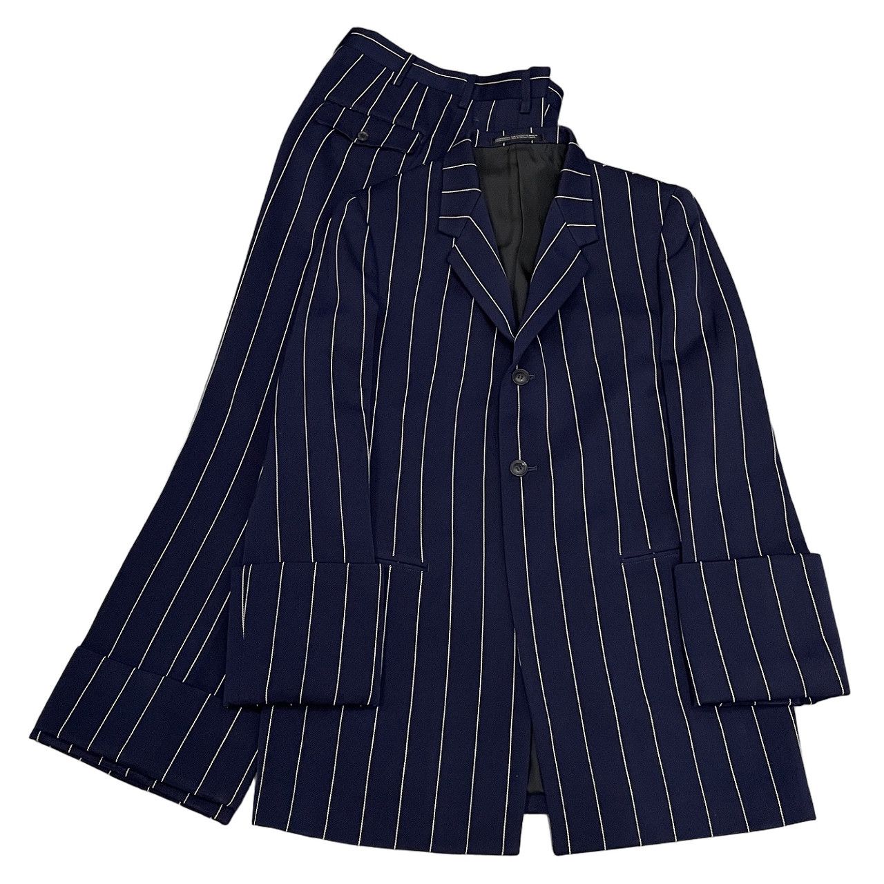 Yohji Yamamoto Femme 93AW コートカフスストライプセットアップスーツ 