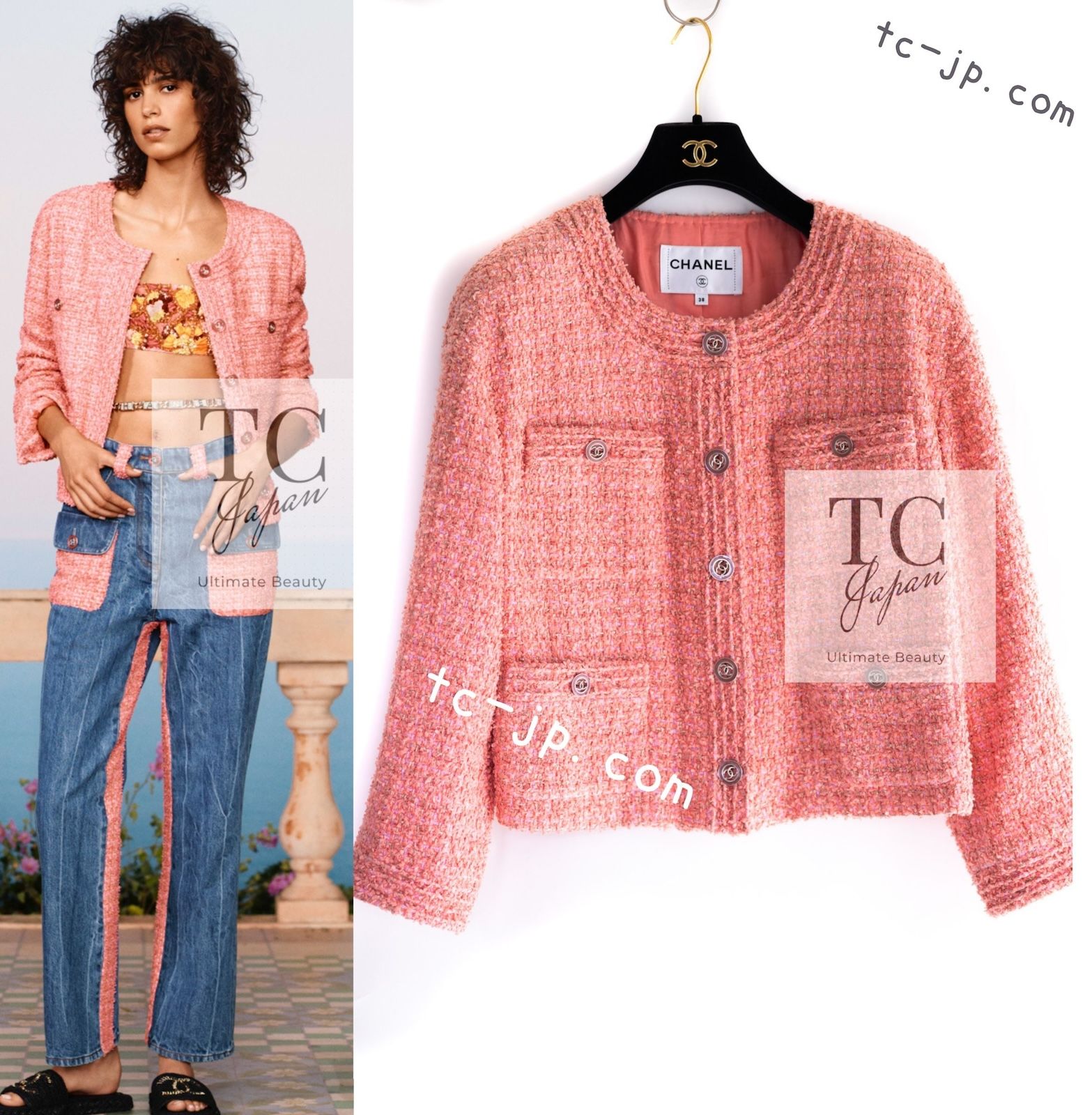 シャネル ジャケット CHANEL 20PS 2020 かわいい 美人見え ピンク ノー 