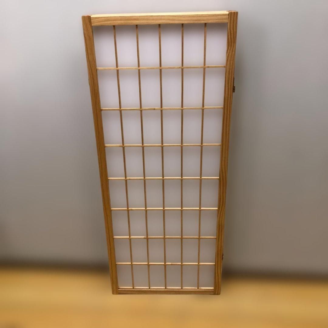 美品 木製 障子 衝立 4連 パーテーション 和風 折りたたみ 間仕切り 