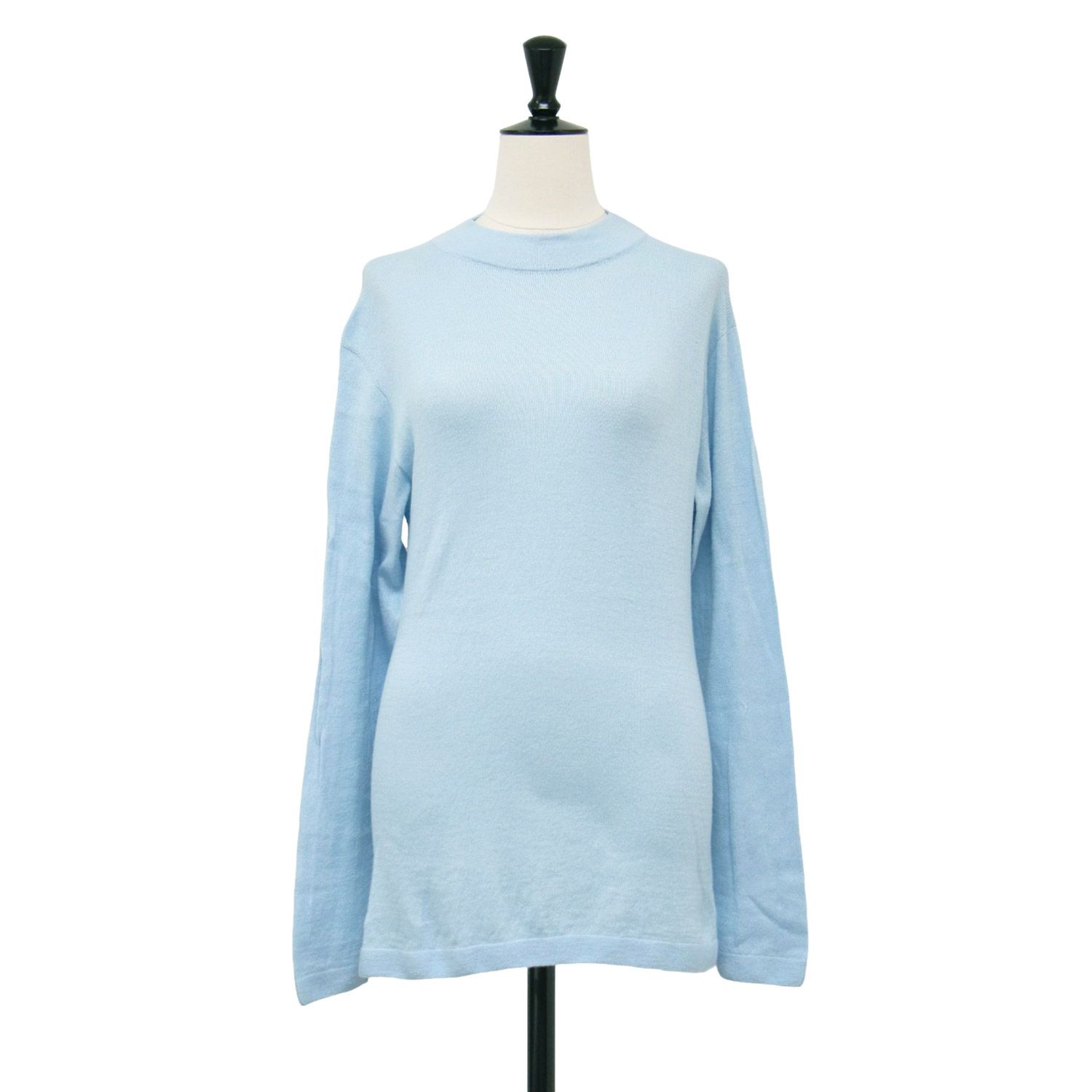 【美品】45R フォーティファイブ・アール ニット サックスブルー サイズ:1(XS) / 908超ガーゼヨックネック / ニット Tシャツ ロンT 長袖 ホールガーメント コットン / 日本製 / トップス【レディース】【中古】 美品】45R フォーティファイブ・アール ニット サックスブルー サイズ