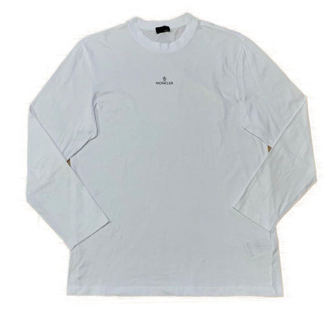 美品〕モンクレール 黒ワッペン M 長袖Tシャツ ホワイト 5S336