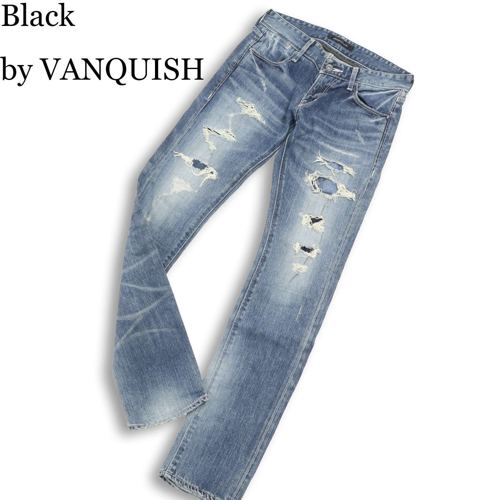 Black by VANQUISH ヴァンキッシュ ダメージ&リペア加工 ストレッチ 