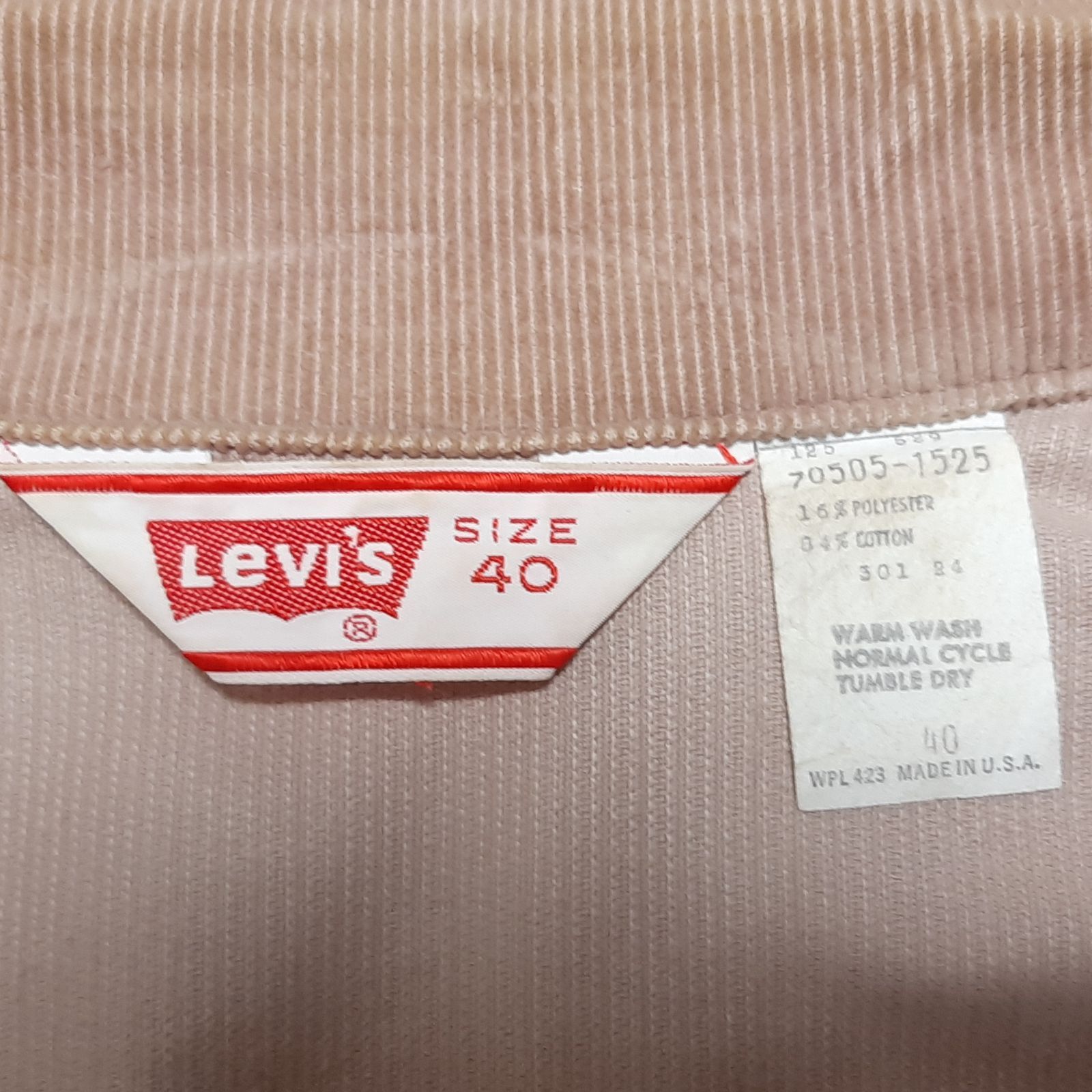 size 40】70s Levi's 70505-1525 コーデュロイ ジャケット 名称不明
