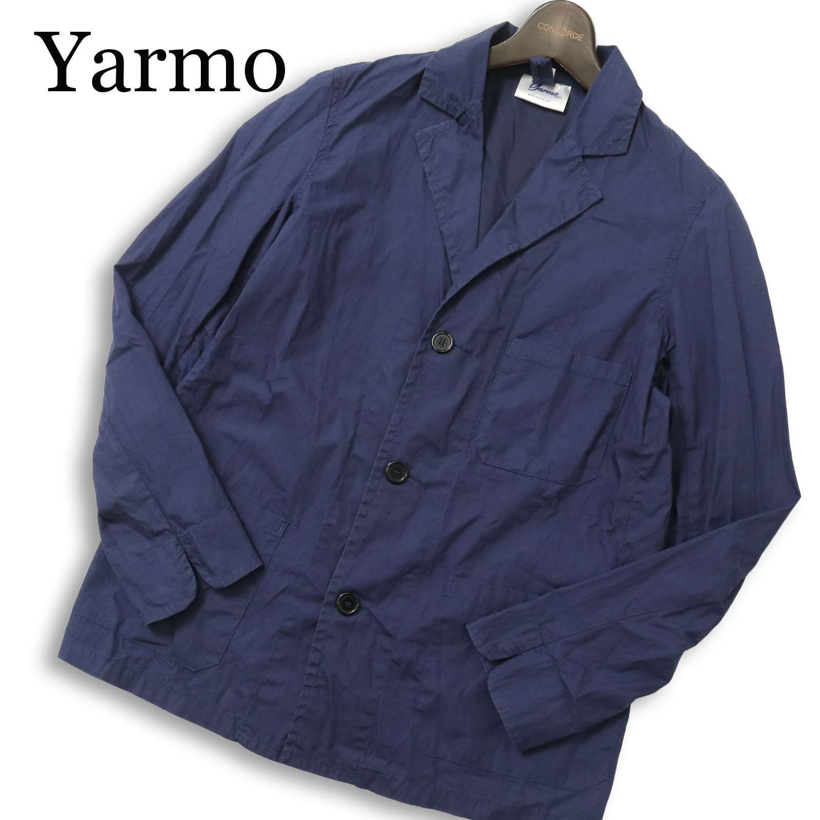 英国製★ Yarmo ヤーモ 通年★ コットン カジュアル ジャケット Sz.38 メンズ 紺 ネイビー 英国製☆ Yarmo ヤーモ 通年☆ コットン カジュアル ジャケット Sz.38