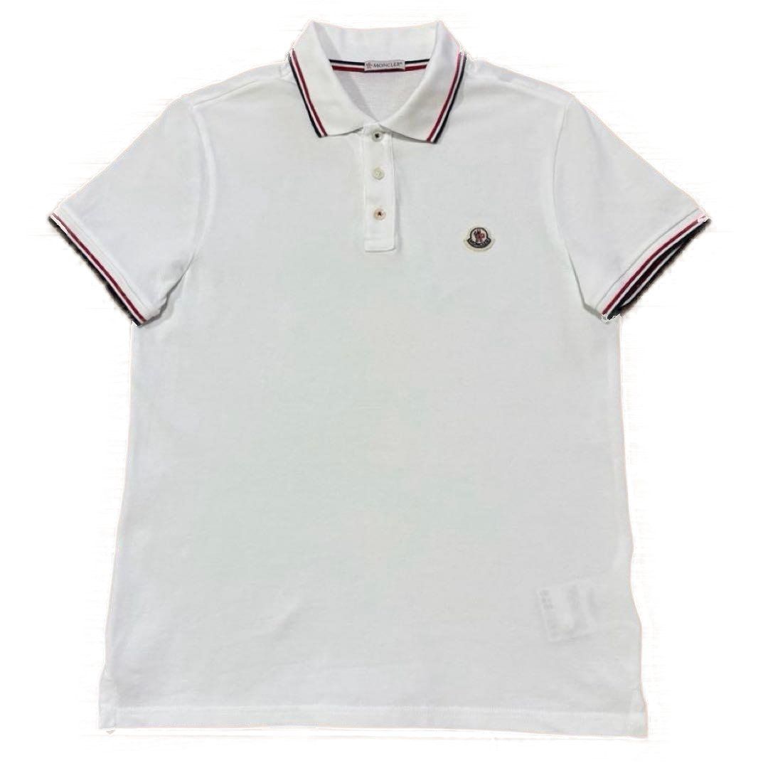 MONCLER ポロシャツ S ホワイト/グレー 本日限定価格 MONCLER（モンクレール） ポロシャツ MAGLIA POLO MANICA C メンズ