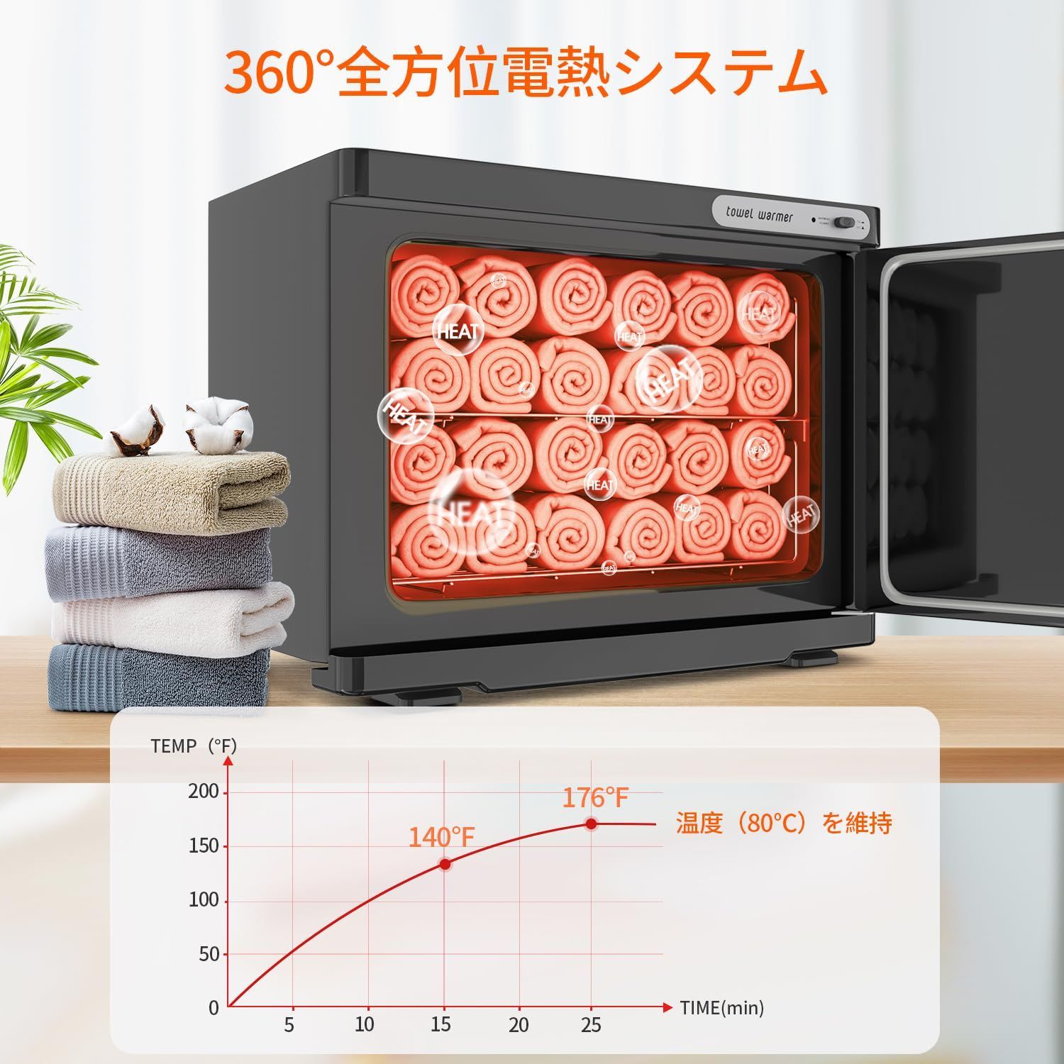 数量限定】タオルウォーマー タオルスチーマー 23L タオル蒸し器 