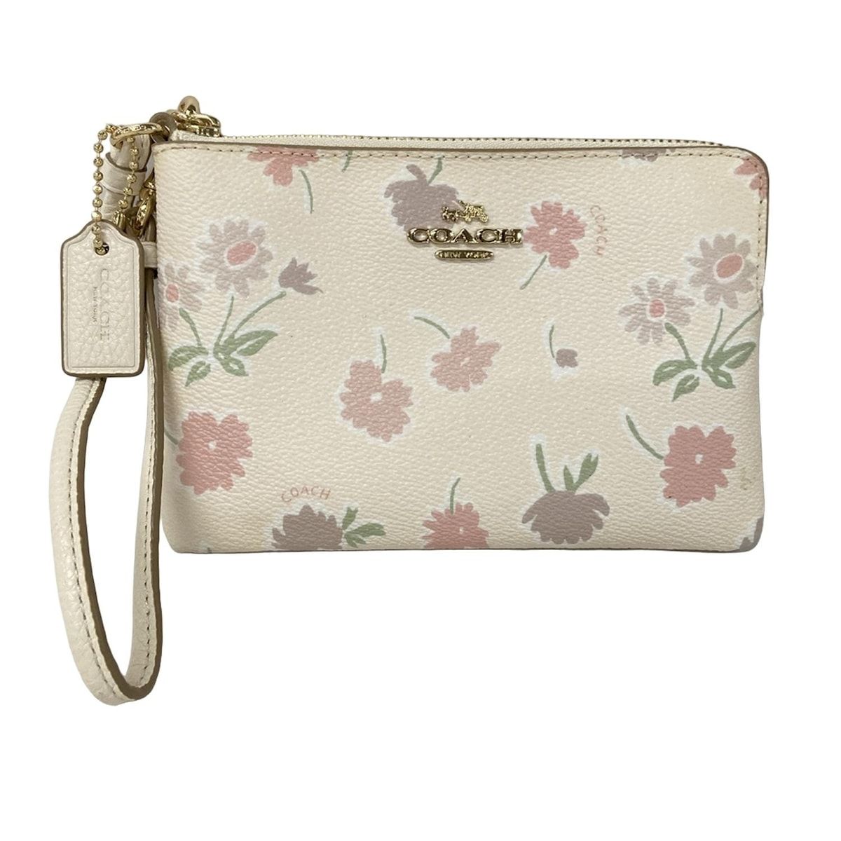 COACH(コーチ) リストレット - 55977 白×ピンク×マルチ 花柄 レザー 