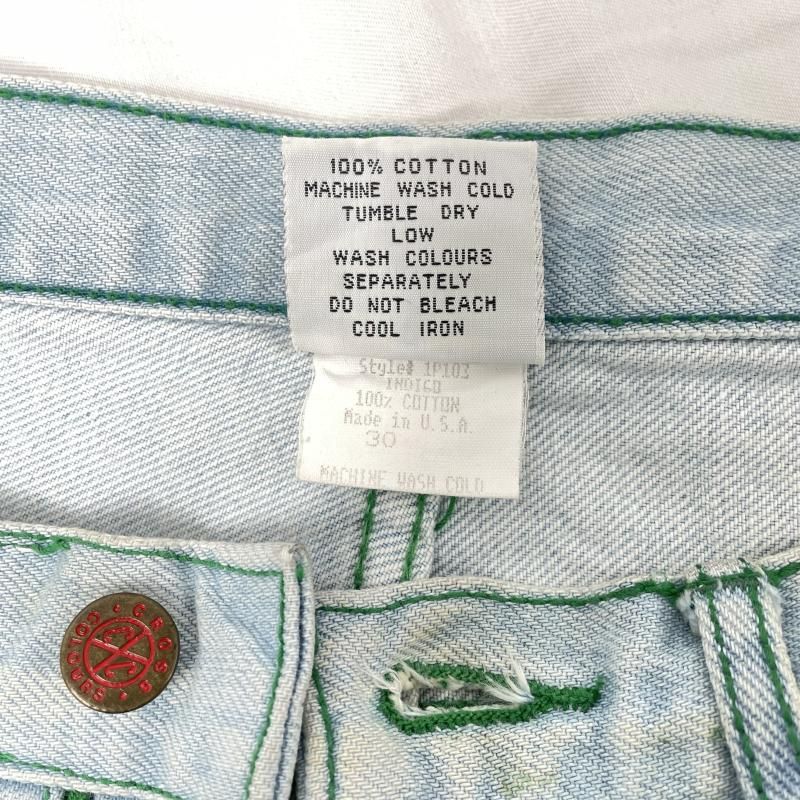 中古】Cross Colours ペイントデニムパンツ サイズ30 ライトブルー 