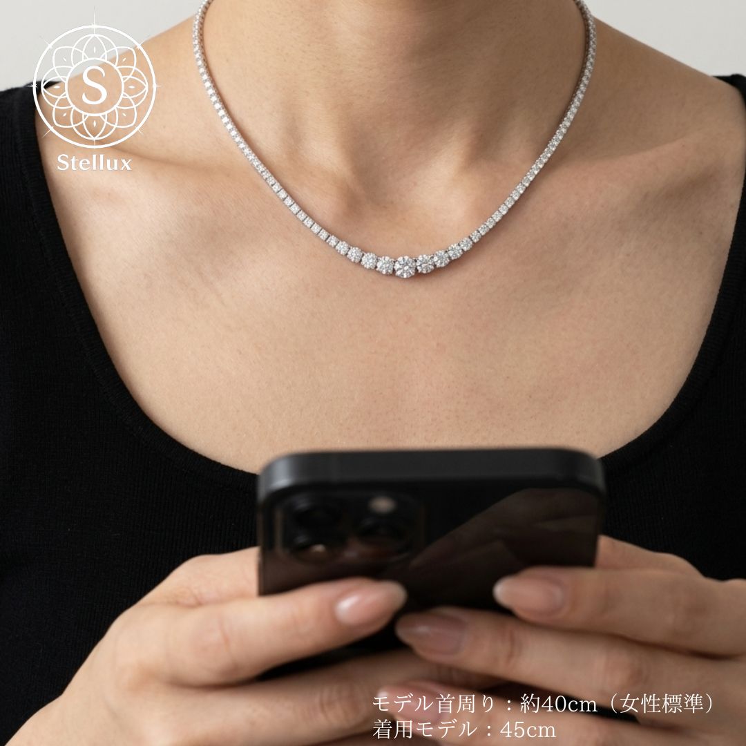 15ctが放つ圧巻の存在感】モアサナイト・テニスチェーンネックレス 