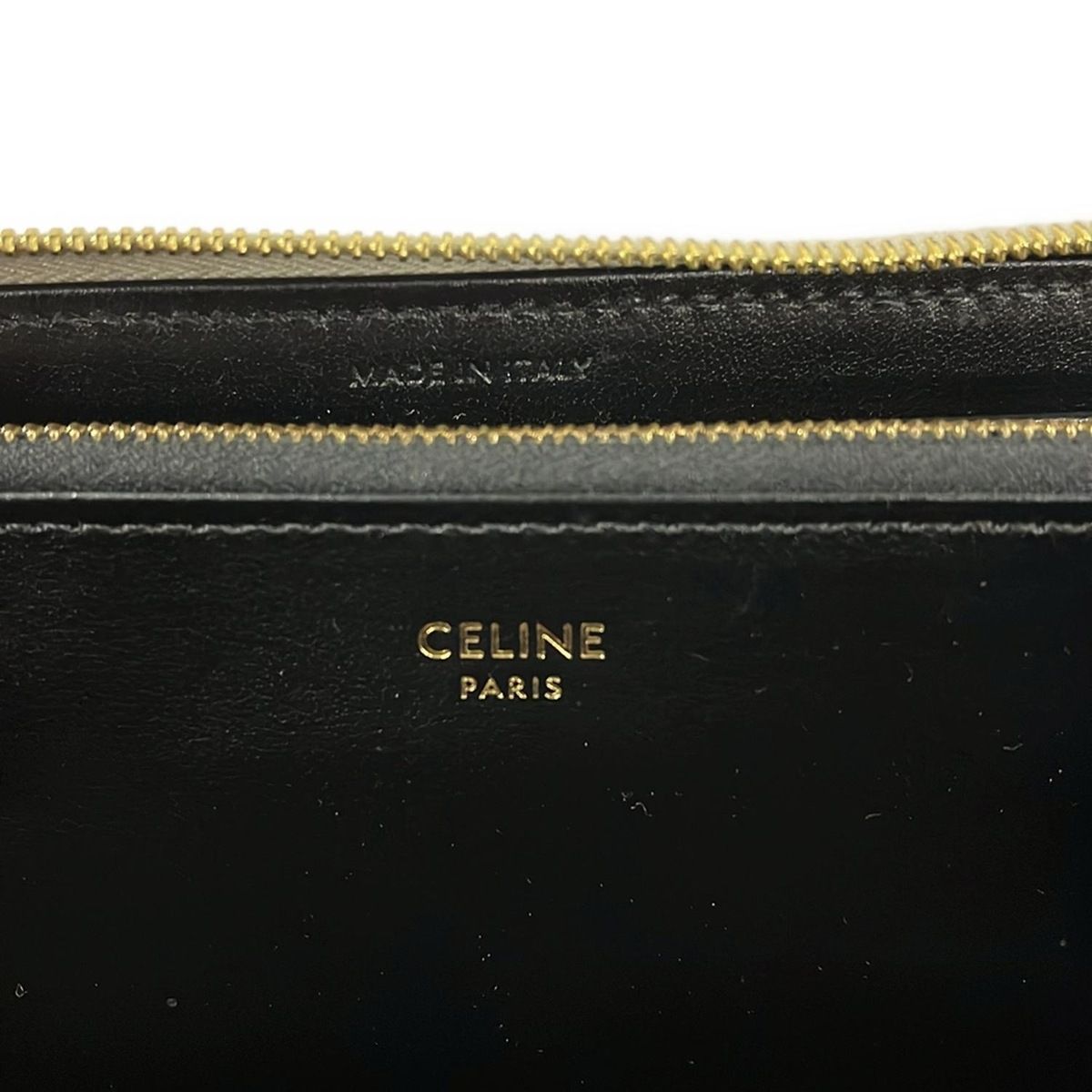 CELINE 長財布 キルティング ラウンドファスナー Cチャーム シルバー 