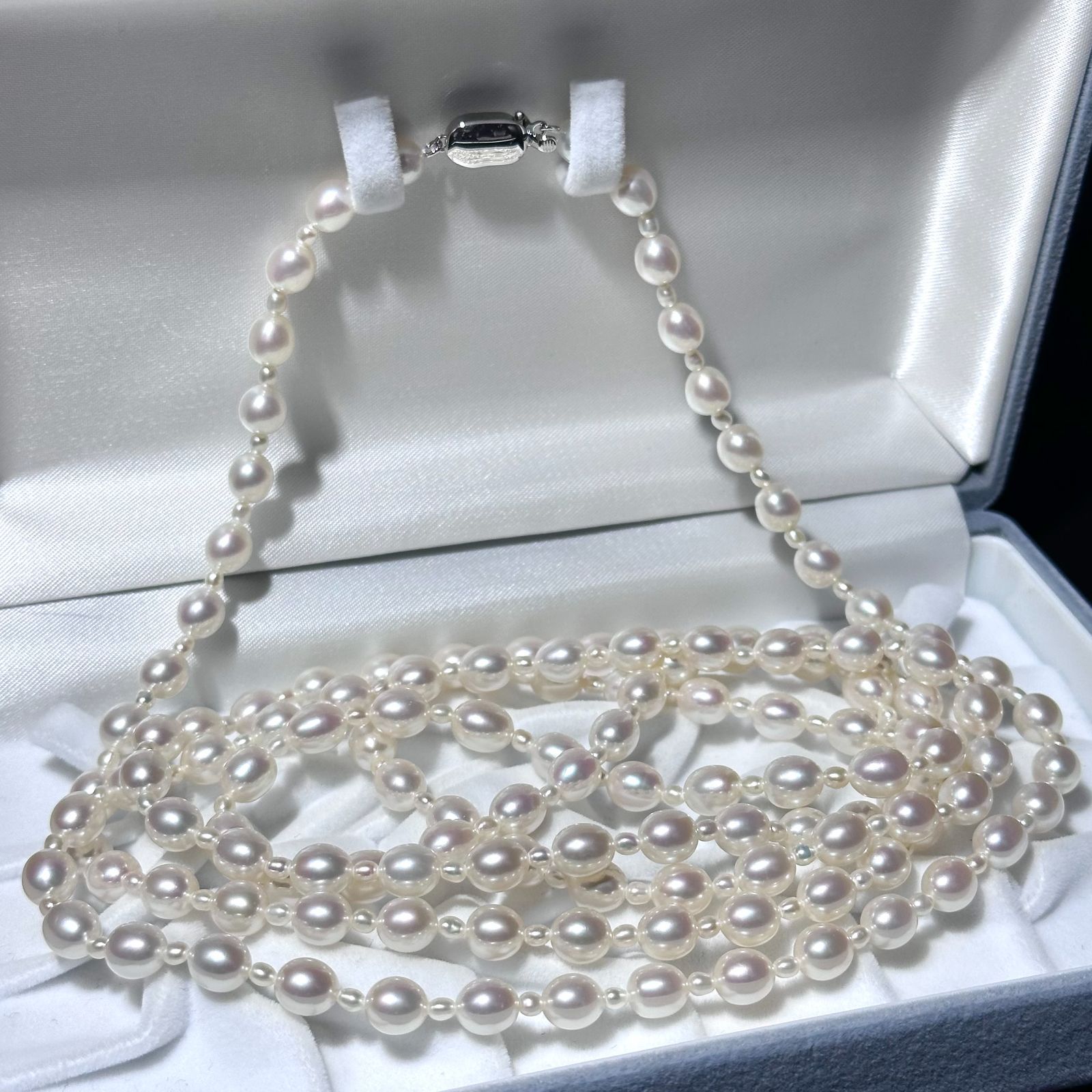 極美品✨テリ強】 超ロング150cm 2連 3連 本真珠 パール ネックレス 
