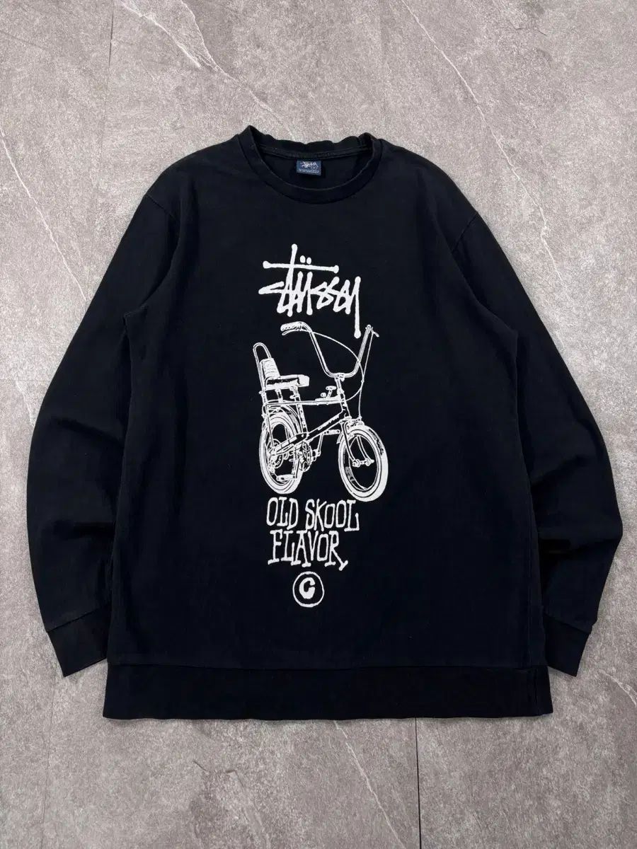 “Made In USA”old stussy プリント スウェット 00s 黒 STUSSY 00s オールドスクール ブラック スウェット OLD スウェット 紺