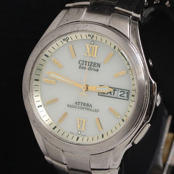 Citizen Atessa Eco-Drive H100-T010431 Solar White Dial Day Date Mens Watch KRH 2000000 NSK