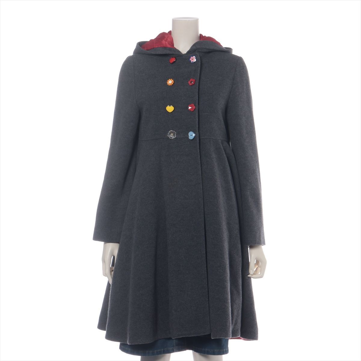Dolce & Gabbana ドルチェ&ガッバーナ ハート・フラワーボタン ウール × ポリエステル ロングコート キッズ 11/12 144-156 cm L53C12/FUM4O グレー ハンガリー製