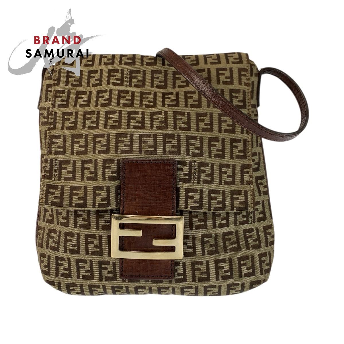 美品 FENDI フェンディ ズッキーノ ブラウン ゴールド金具