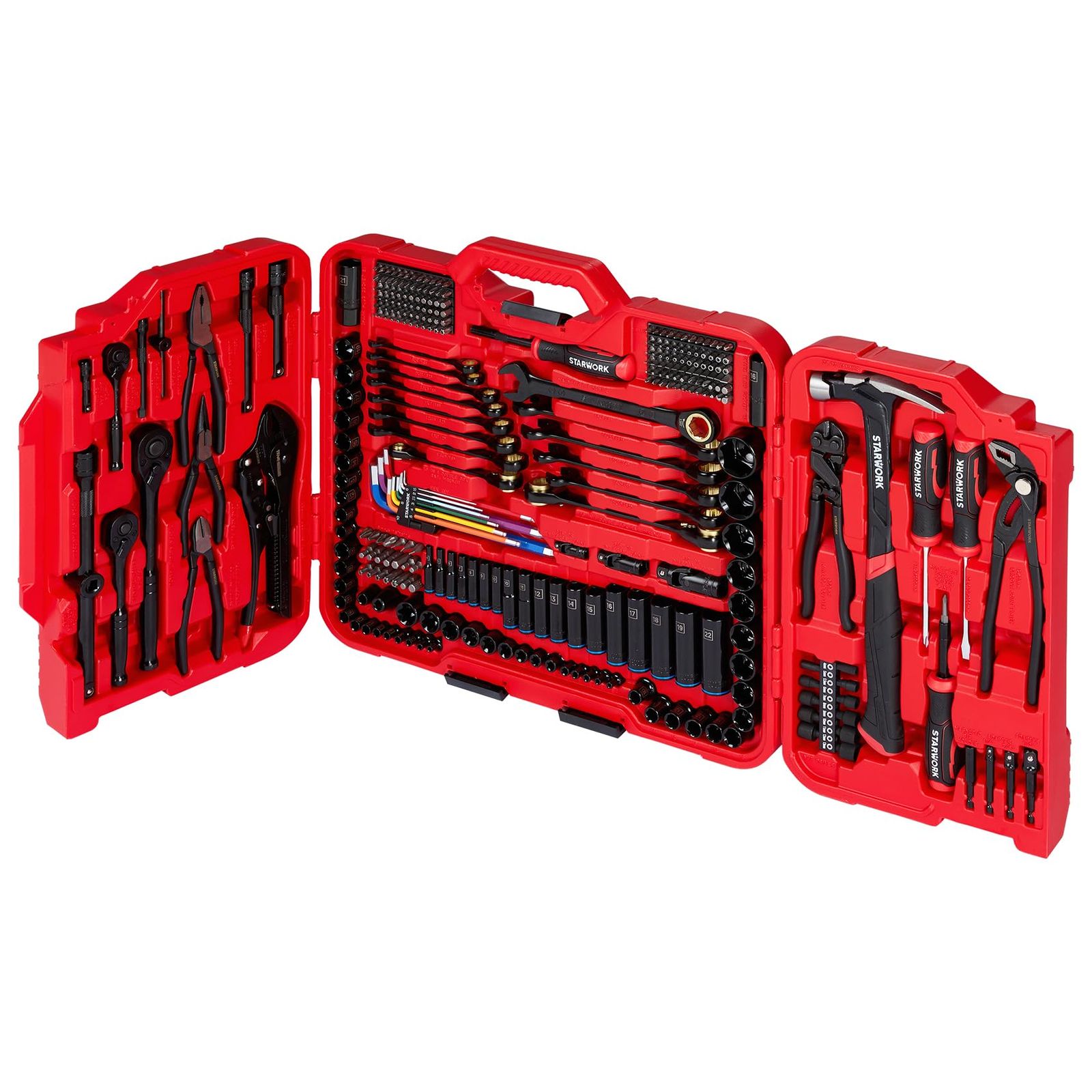 STARWORK TRUE MECHANIC<!-利用不可文字-!> ソケットレンチセット ラチェットレンチ工具セット 自動車とバイクの整備 作業工具 専用収納ケース付き - 306点組