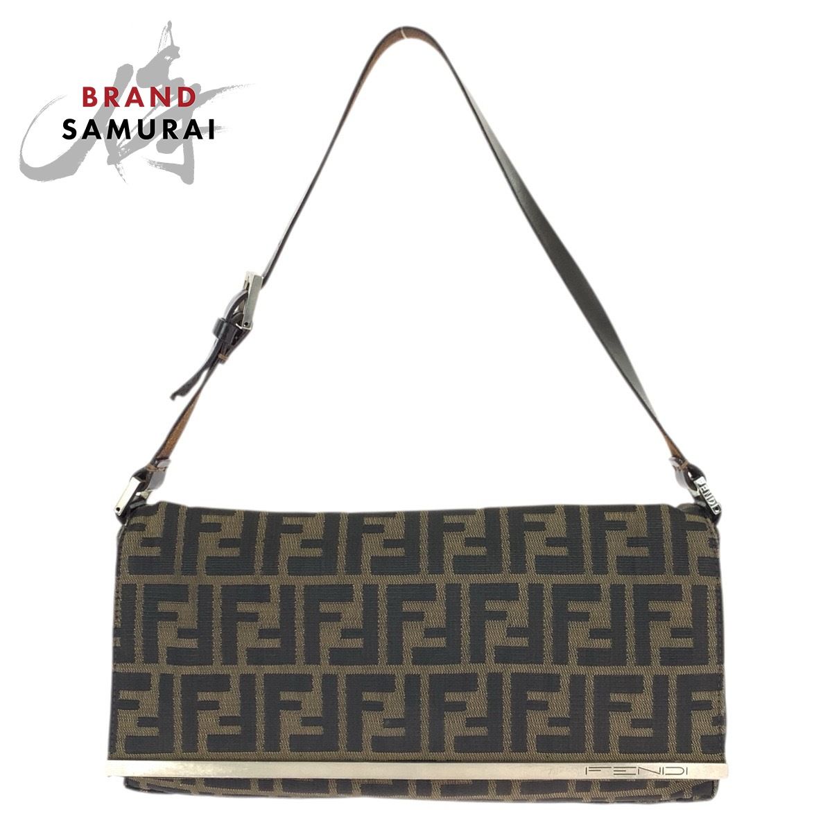 FENDI フェンディ ヴィンテージ ズッカ ブラウン シルバー金具 