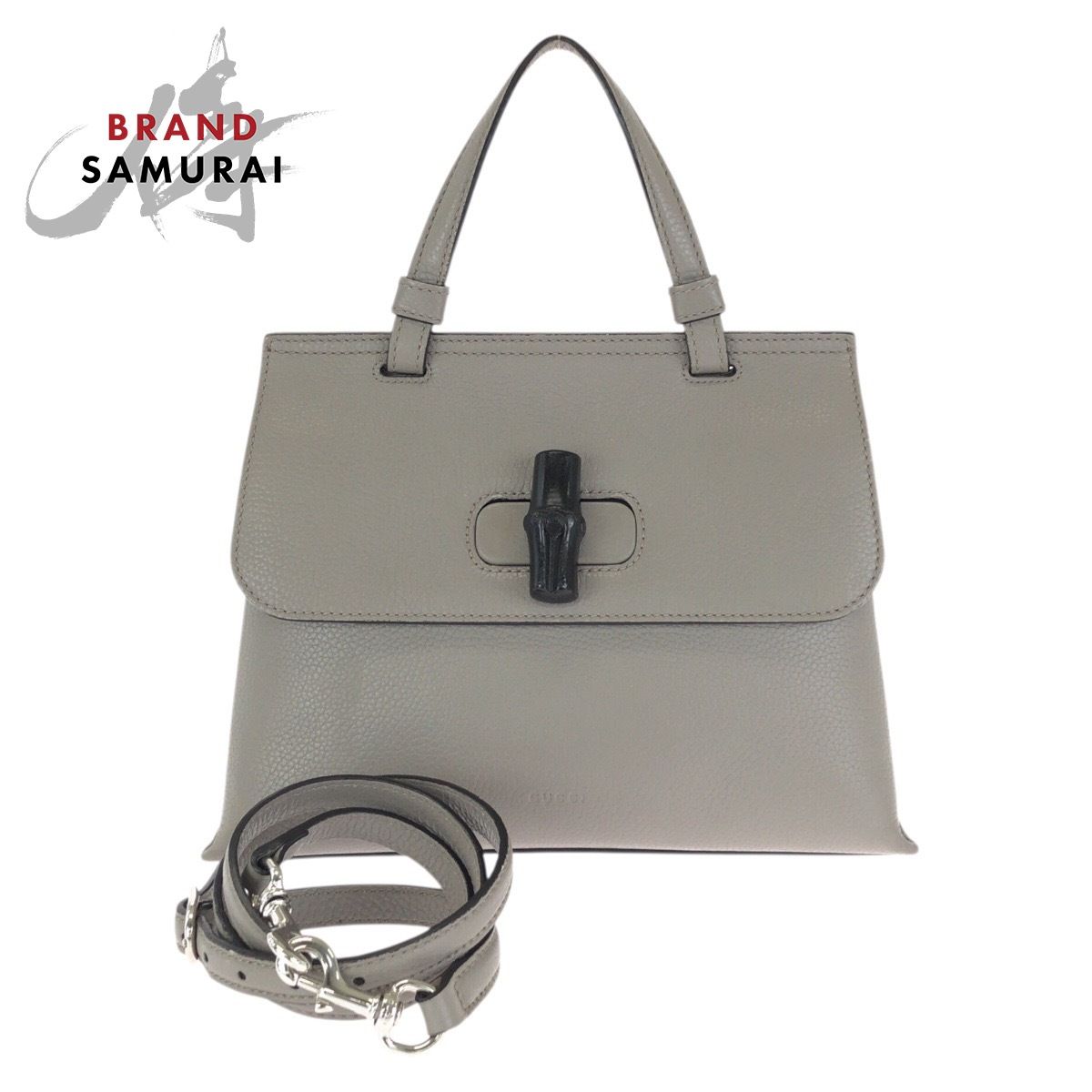 美品 GUCCI グッチ バンブー デイリー 2way グレー シルバー金具 美品 GUCCI グッチ バンブー デイリー 2way グレー シルバー金具