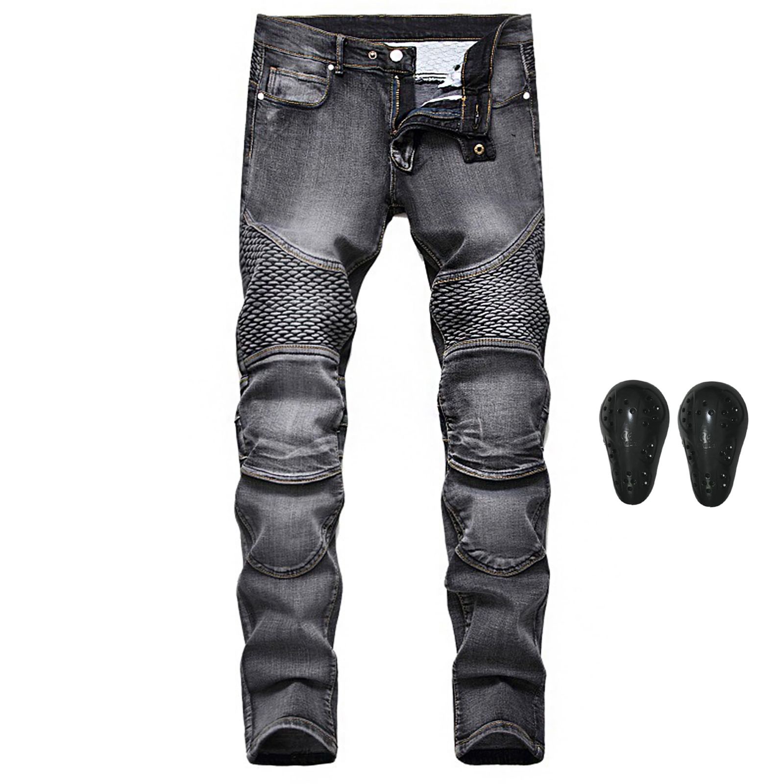 新品 [LOKIPONG] バイクパンツ メンズ デニムパンツ 膝プロテクター メンズジーンズ ストレート ライダースパンツ バイクズボン ロングパンツ スキニー 春夏秋 チノパン 普段着 ブラック 38サイズ