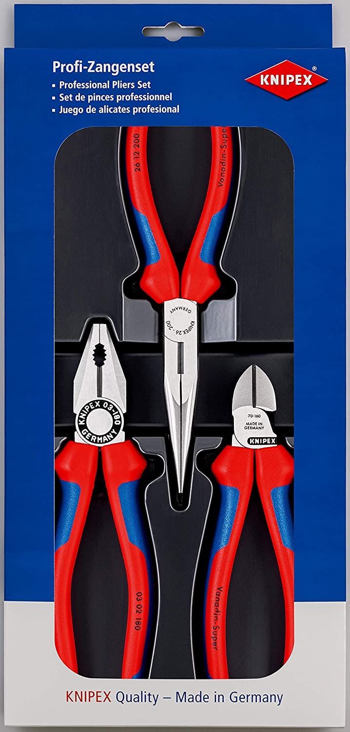 クニペックス(Knipex) 3点組 コンフォートハンドル ペンチ・ラジオペンチ・ニッパーセット 細かい作業や精密作業に対応 002011