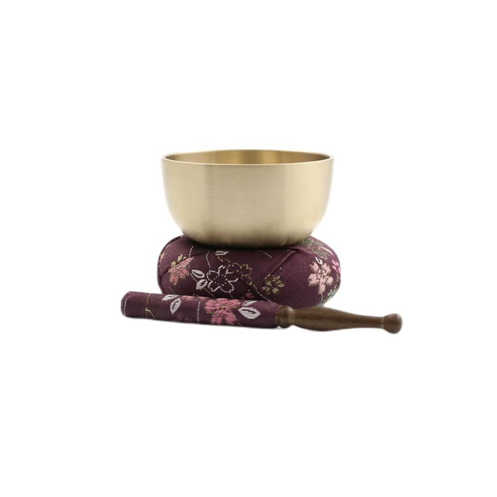 新品 京仏壇はやし 国産 おりんセット さくら柄 美桜りん 丸布団 セット 2.5寸 (直径7.6cm) 紫 【仏具拭きミニクロス付】 おリン＋リン棒＋布団 仏具 おりん かわいい