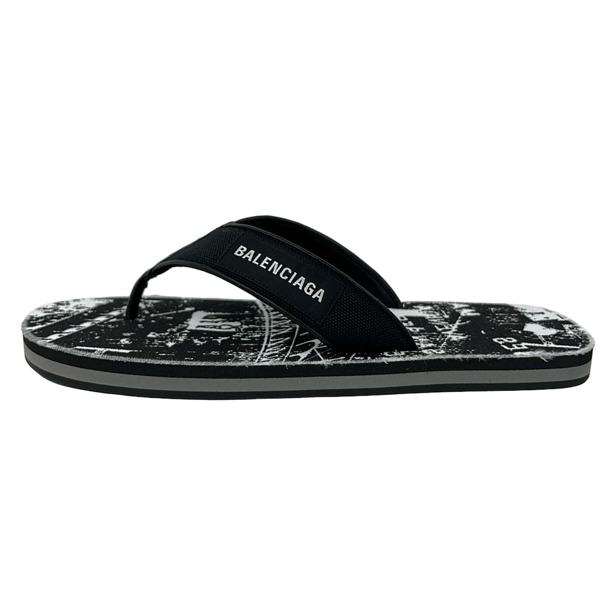 BALENCIAGA(バレンシアガ) ビーチサンダル 40 メンズ 黒×白 レザー 
