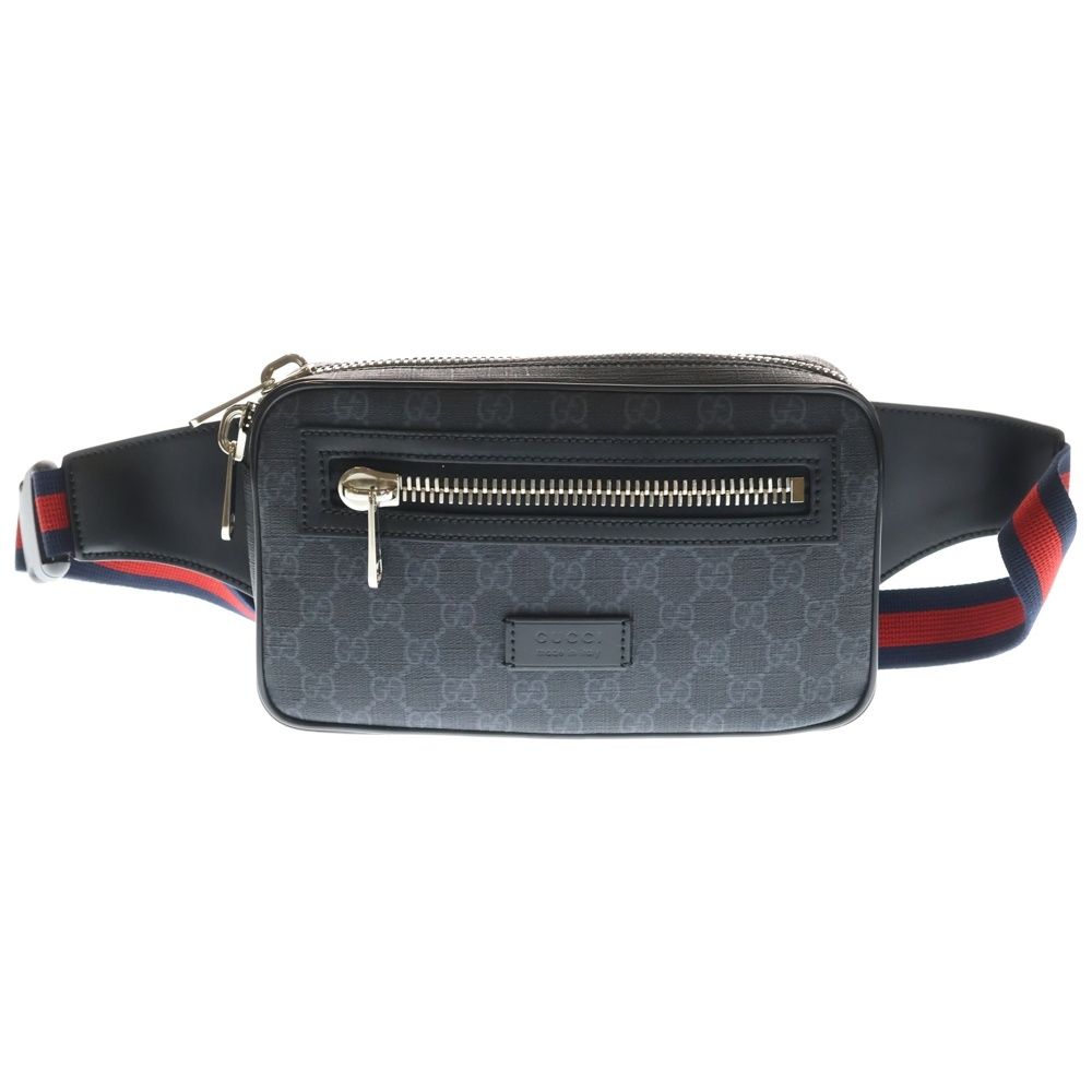 GUCCI (グッチ) GGスプリーム ウエストバッグ ブラック PVCレザー ウエストバッグ 474293