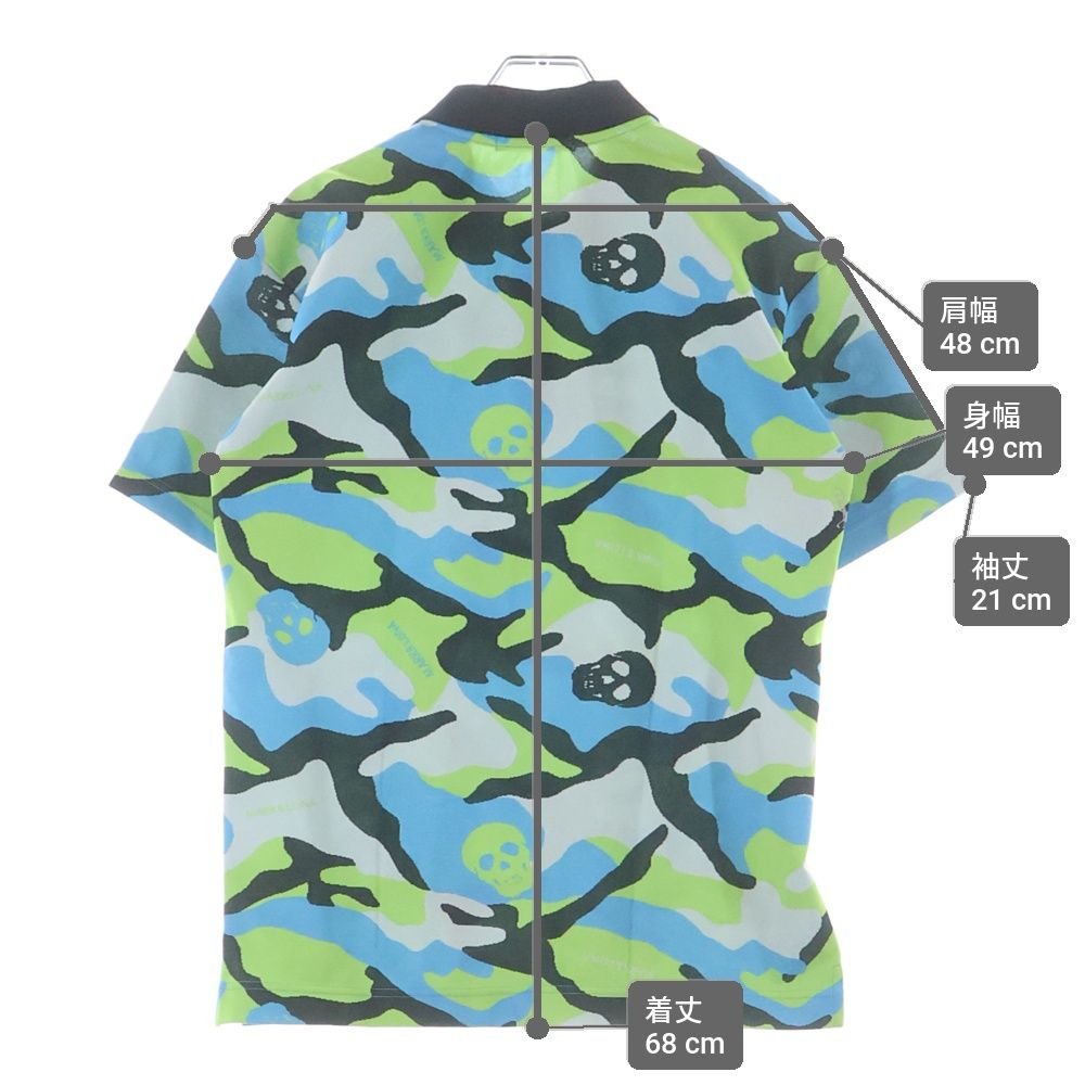 MARK&LONA (マークアンドロナ) 21SS Gauge Polo カモフラ スカル総柄