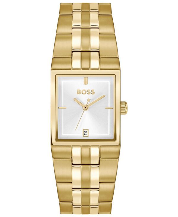 [Free Shipping] Hugo Boss Mens Watch Accessory Mens Strivo Quartz Ionic Plated Thin Gold Steel Watch 256mm Gold