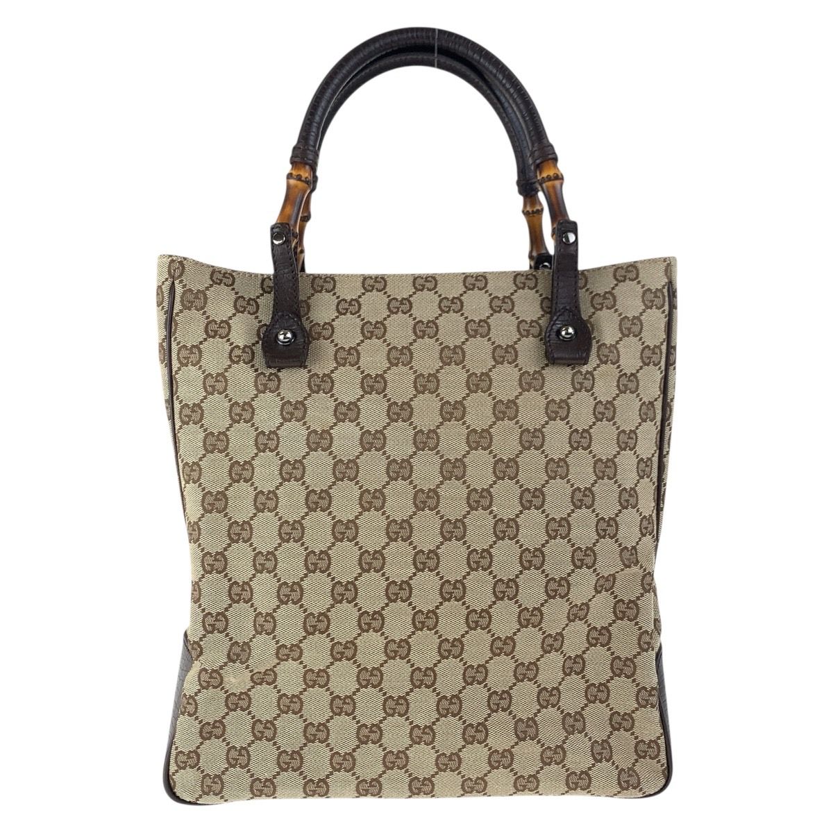 美品 GUCCI グッチ バンブー ベージュ ブラウン シルバー金具 GG 