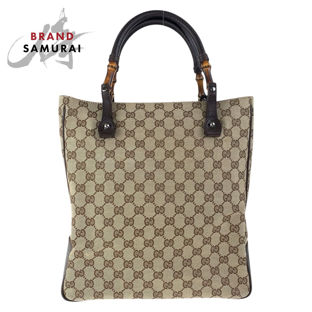 美品 GUCCI グッチ バンブー ベージュ ブラウン シルバー金具 GG 