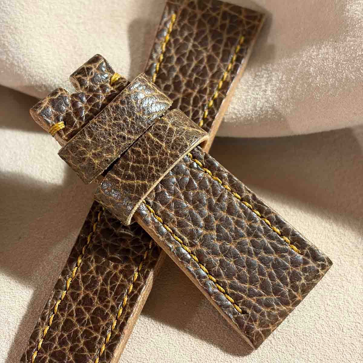 hor-263 HORWEEN バイソンレザー / ブラウン 腕時計ベルト (ラグ26mm 