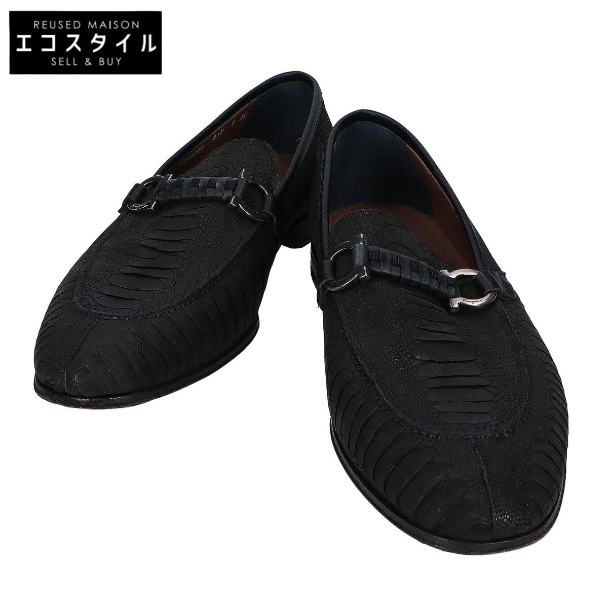 Salvatore Ferragamo サルヴァトーレフェラガモ 【美品】UG98726 パイソンスエード ガンチーニ ホースビット ローファー 9EE