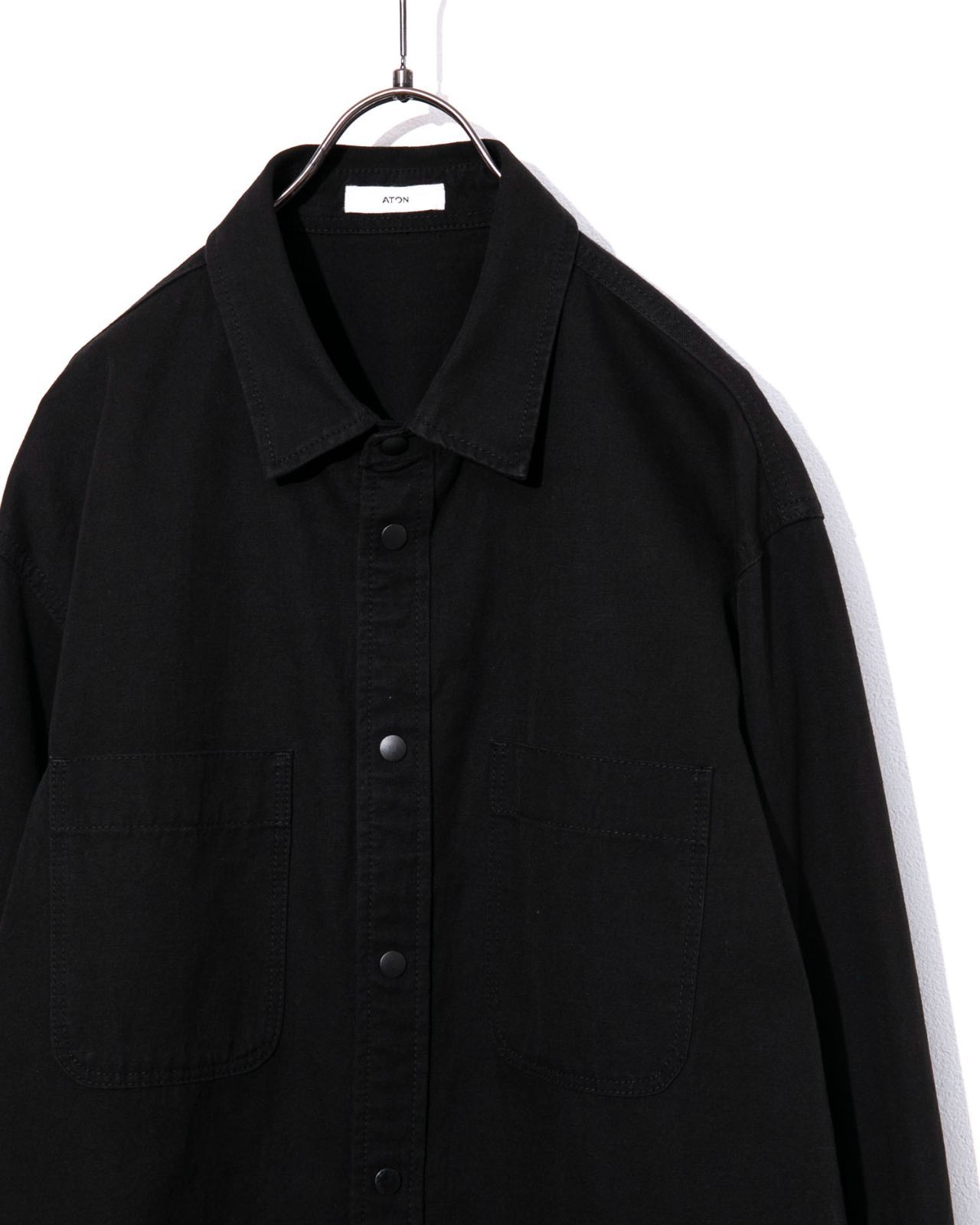 ATON エイトン HARD WASHED COTTON SHIRT JACKETシャツジャケット AG 