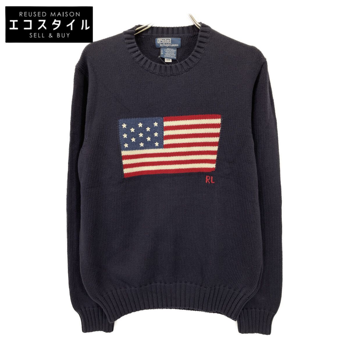 POLO RALPH LAUREN ポロ ラルフローレン ﾈｲﾋﾞｰ 星条旗 ｱｲｺﾆｯｸ