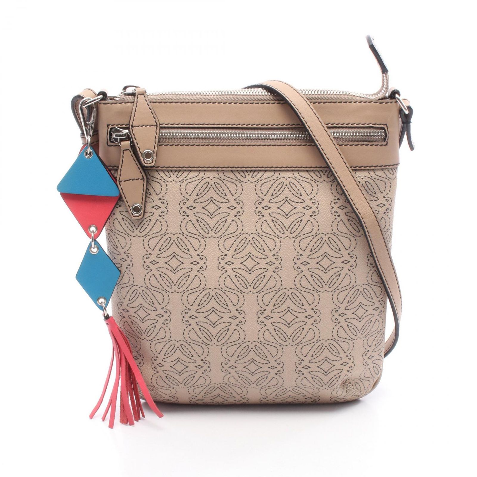 ロエベ LOEWE ショルダーバッグ リピートアナグラム ベージュ レザー 