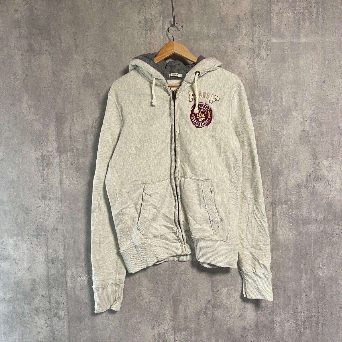 アバクロ Abercrombie&Fitch ジップアップ パーカー L ライトグレー 裏 