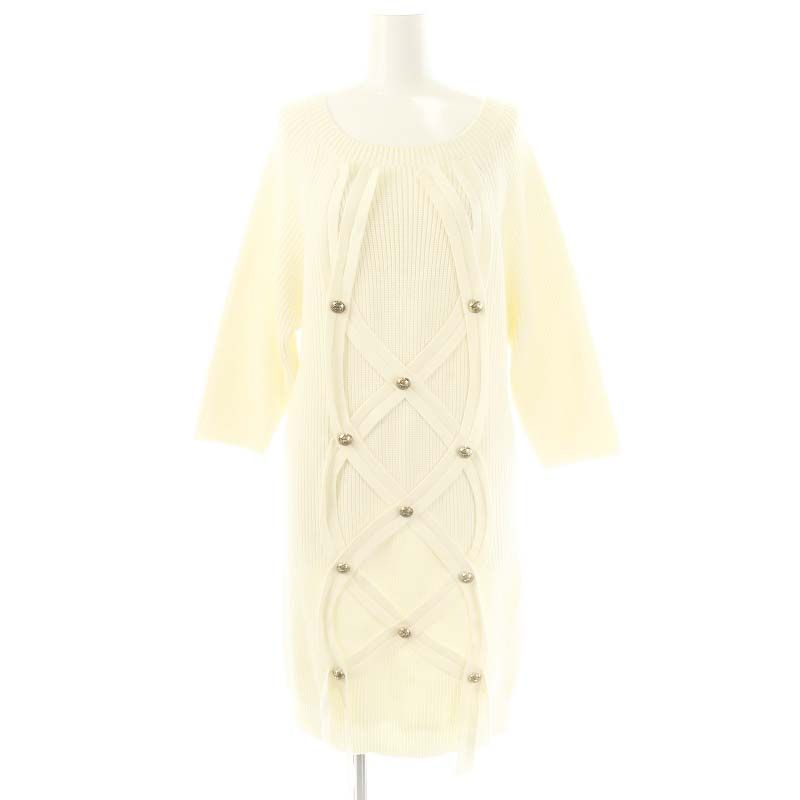 エリザベッタフランキ ELISABETTA FRANCHI ボタンケーブル編みニット 