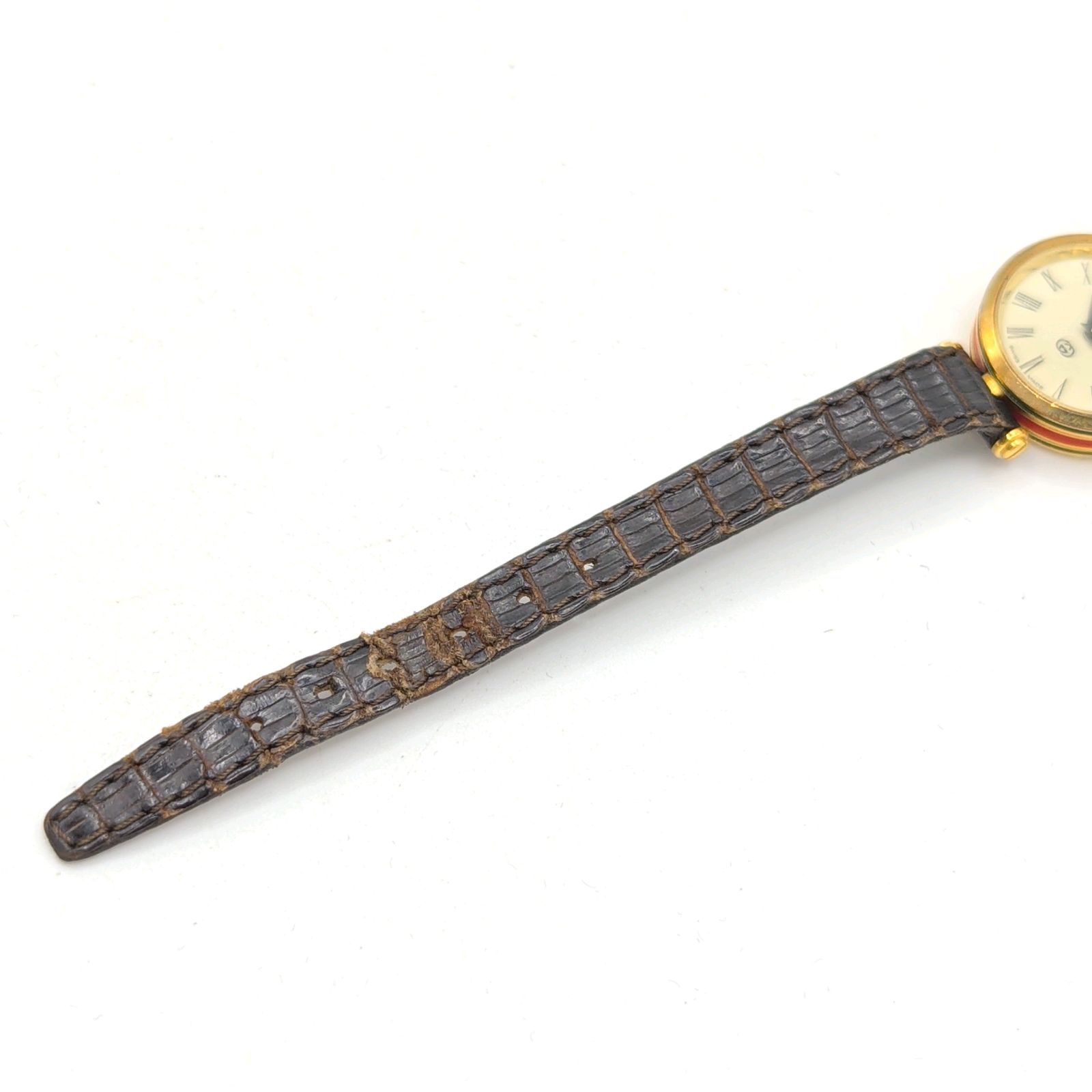 GUCCI Web Stripe Watch Ladies Quartz Round Gold Black dial Y2K 00S 
